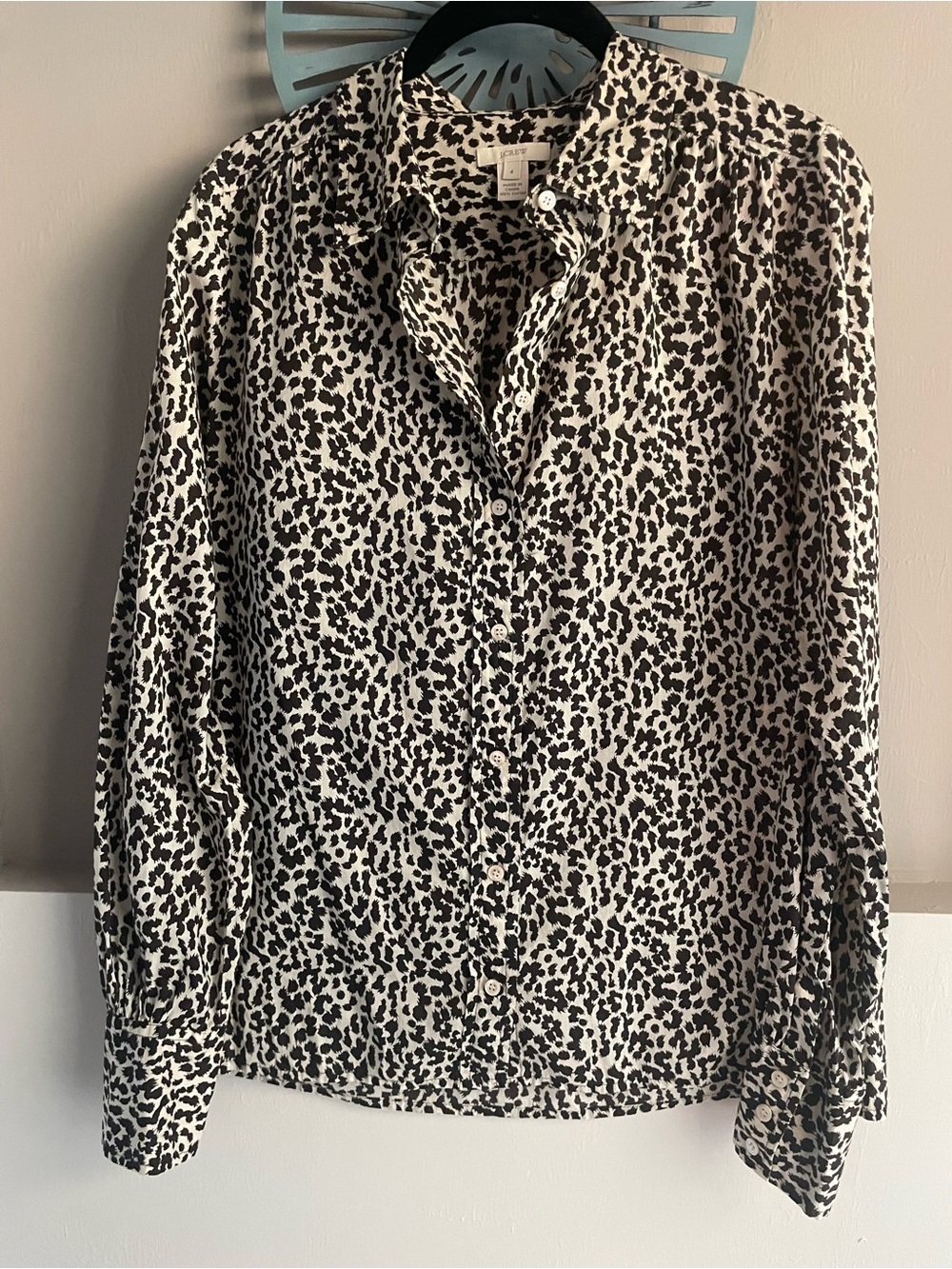 J CREW Animal Print Long Sleeve Blouse - Size 4